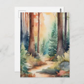 Forest Woodsy in Waterverf Briefkaart (Voorkant / Achterkant)