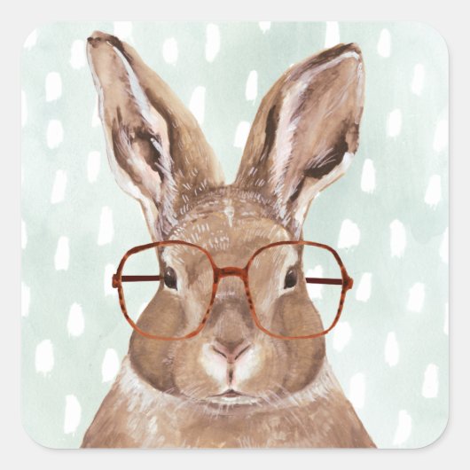 Forester met vier ogen | Bunny Rabbit Vierkante Sticker (Voorkant)