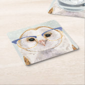 Forester met vier ogen | Wise Owl Vierkante Kartonnen Onderzetter (Schuin)