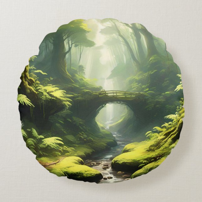 Forest's Embrace Rond Kussen (Voorkant)