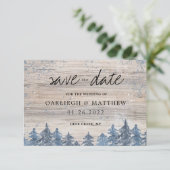 Forêt aquarelle bois rustique hiver Save the Date (Debout devant)