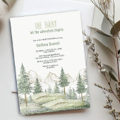 Forêt aventure commence baby shower invitation