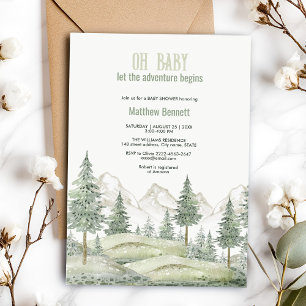 Forêt aventure commence baby shower invitation