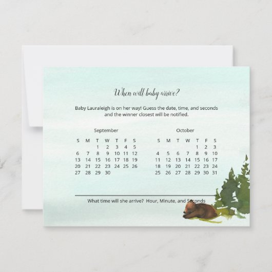 Forêt Aventure Devinez Quand Baby Arrive Carte De  (Devant)