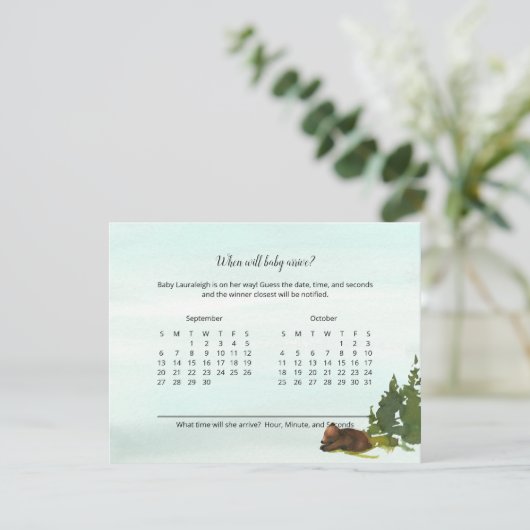 Forêt Aventure Devinez Quand Baby Arrive Carte De  (Debout devant)
