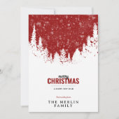 Forêt Blanche et Joyeuse neige Carte de Noël (Devant)