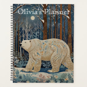 Forêt bohème d'hiver de l'ours blanc rétro