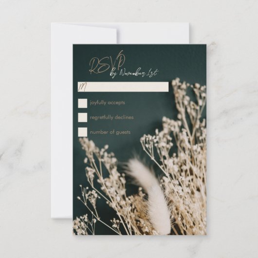 Forêt Boho Rustique Floral Wedding Carte RSVP (Devant)