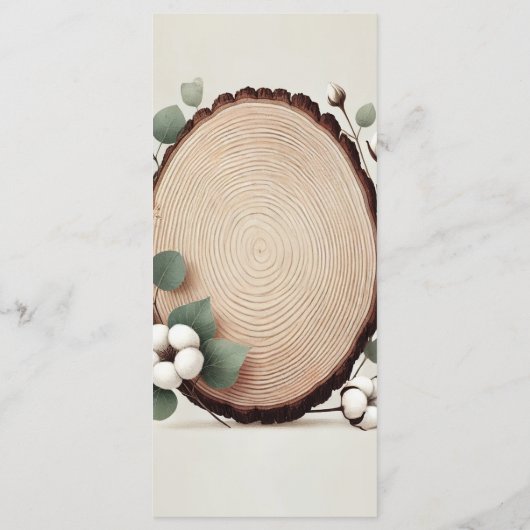 Forêt Bois Eucalyptus Coton Rustique Mariage Menu (Dos)