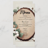 Forêt Bois Eucalyptus Coton Rustique Mariage Menu (Devant / Derrière)