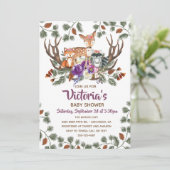 Forêt boisée Animaux Baby Shower invitations (Debout devant)
