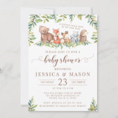 Forêt boisée mignonne invitation à la douche garço (Devant)