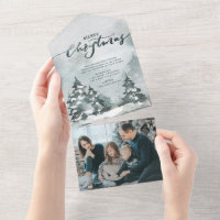 Forêt d'aquarelle | Joyeux Carte photo de Noël