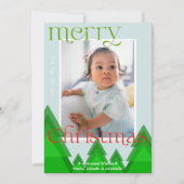 Forêt d'arbres de Noël Moderne Carte photo bleu pâ (Devant)