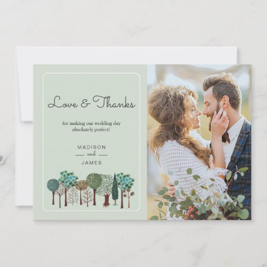 Forêt d'arbres | MARIAGE | CARTE DE REMERCIEMENTS (Devant)