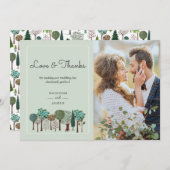 Forêt d'arbres | MARIAGE | CARTE DE REMERCIEMENTS (Devant / Derrière)
