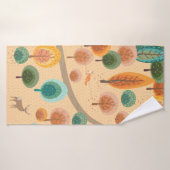 Forêt d'automne avec arbres abstraits à main plat (Serviette de bain)