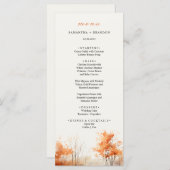 Forêt d'automne Bois Bois Dîner Mariage Menu (Devant / Derrière)