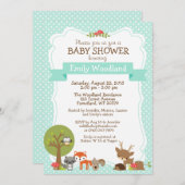 Forêt de bois Baby shower invitation bleu (Devant / Derrière)
