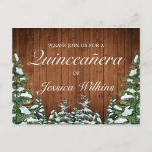 Forêt de bois neigeux Quinceañera Invitation Carte