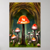 Forêt de champignons rouges | AI Art Poster (Devant)