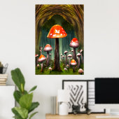 Forêt de champignons rouges | AI Art Poster (Bureau à domicile)