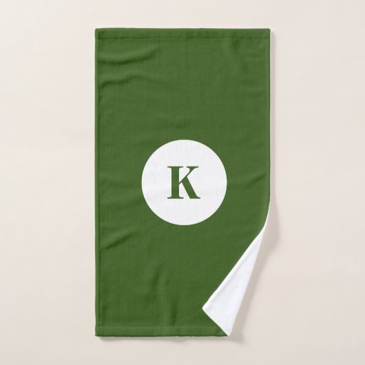 Forêt de couleur vert élégant moderne Monogramme (Serviette à main)