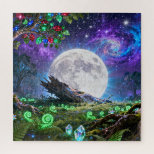 Forêt de fantaisie sous la pleine lune - Puzzle