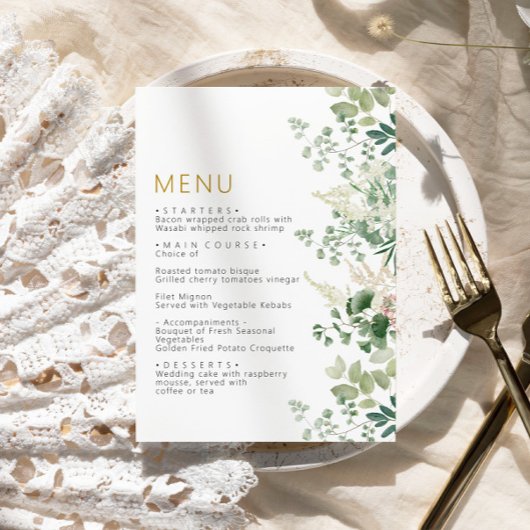 Forêt de Leves Floral Menu Mariage