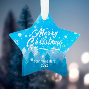 Forêt de neige Bleue paisible Joyeux Noël Personna