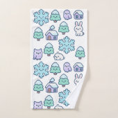 Forêt de neige et créatures mignonnes design (Serviette à main)