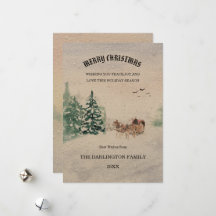 Forêt de neige Joyeux Noël Carte de vacances