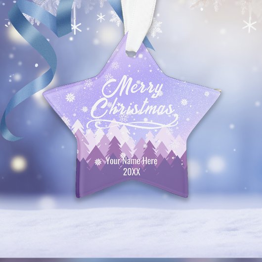 Forêt de neige violette paisible Joyeux Noël