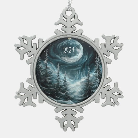 Forêt de Noël enneigée avec ornement de la Grande (Devant)