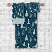 Forêt de Noël moderne Monogramme Bleu Vert