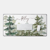 Forêt de pins élégante Monogramme Montagne (Clavier et souris)