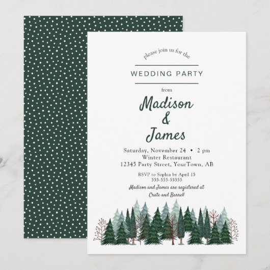 Forêt de pins | Fête de mariage | Invitation (Devant / Derrière)