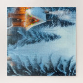 Forêt de pins neigeux avec Puzzle Cabine 20x20 (Horizontal)