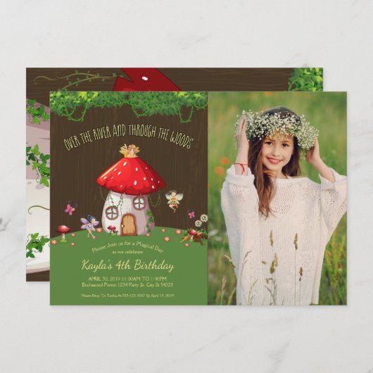 Forêt de région boisée, fée, invitations de photo (Devant / Derrière)