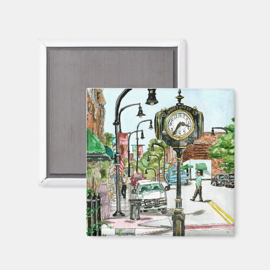 Forêt de réveil, aimant d'aquarelle CN (Recto/Verso)