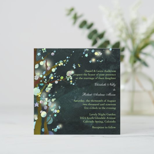 Forêt d'Elven Faire-part de mariage d'arbre rustiq (Debout devant)