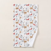 Forêt d'hiver Animaux de forêt Terme Noël (Serviette à main)