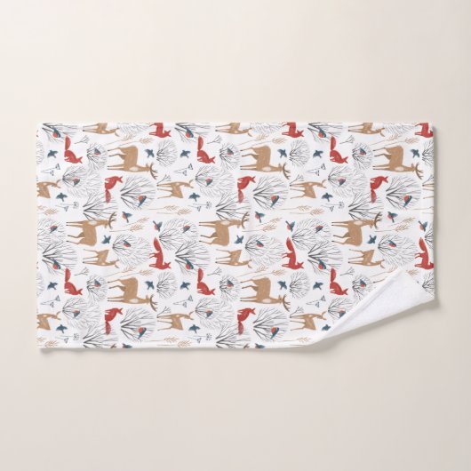 Forêt d'hiver Animaux de forêt Terme Noël (Serviette à main)