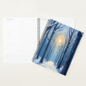 Forêt d'hiver Arbres à l'aquarelle Bleu (Devant avec enveloppe)