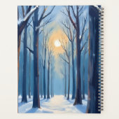 Forêt d'hiver Arbres à l'aquarelle Bleu (Dos)