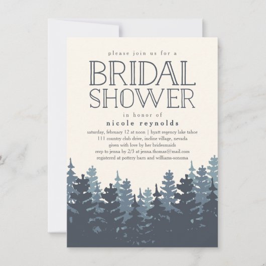 Forêt d'hiver Invitation de douche nuptiale rustiq (Devant)
