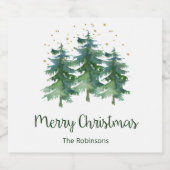 Forêt d'hiver Joyeux Noël Étincelant Vin Étiquette (Étiquettes simples)