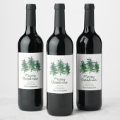 Forêt d'hiver Joyeux Noël Vin Étiquette (Bouteilles)