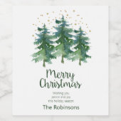 Forêt d'hiver Joyeux Noël Vin Étiquette (Étiquettes simples)