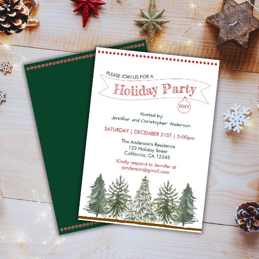 Forêt d'hiver Noël Fête Invitation